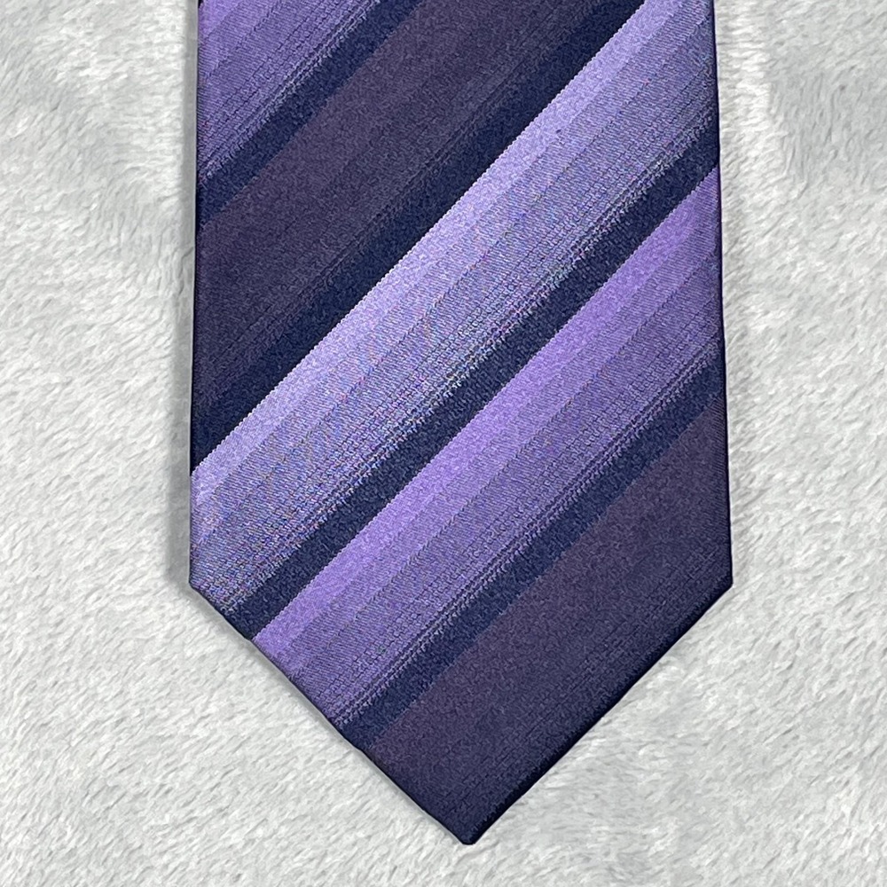 Zodiac Torino Tie Mens Silk Purple Blue Striped Premium Pure Silk Necktie Formal